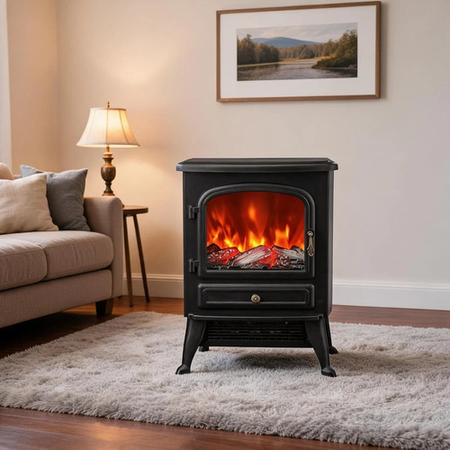 Electric fireplace log burning - fireplace,