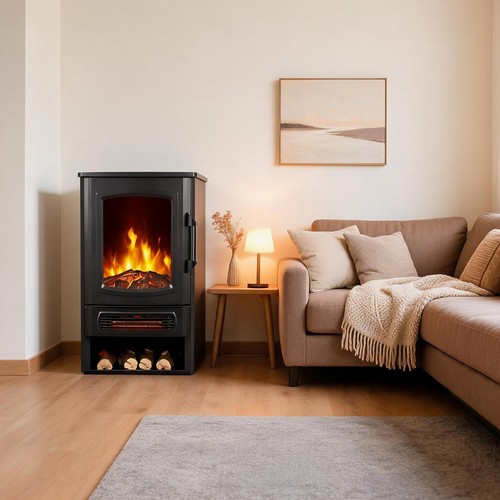 Electric fireplace log - log, burning