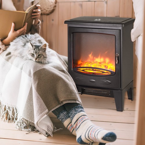 Electric fireplace stove - electric, black